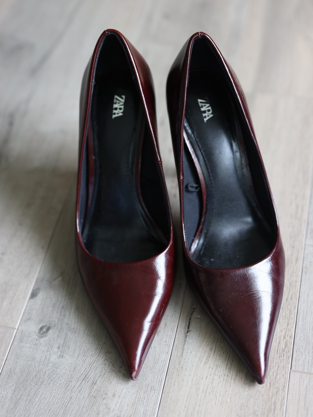 Zara Pointed-Toe Pumps in Deep Burgundy